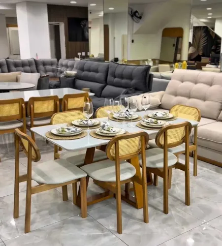 Mesa Jasmin 1,60m x 0,80m com 6 Cadeiras Alice