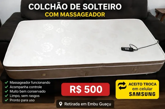 Colchão Solteiro Com Massageador - Retirada Em Embu Guaçu