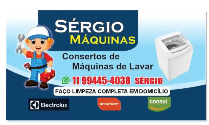 Conserto de máquina de lavar e faço limpeza completa à domicílio 