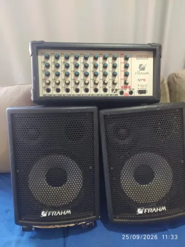 mesa de som amplificada mixer mp8 Frahm