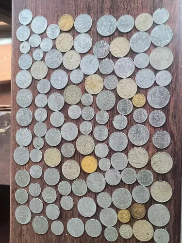 Conjunto de cruzeiros e cruzados 111 moedas colecionador antigo antiquario metal moedas