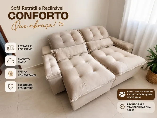 Sofá 2 lugares retrátil reclinável