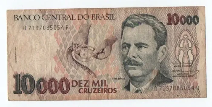 Cédula Antiga 10.000 Cruzeiros - Vital Brazil - Colecionador