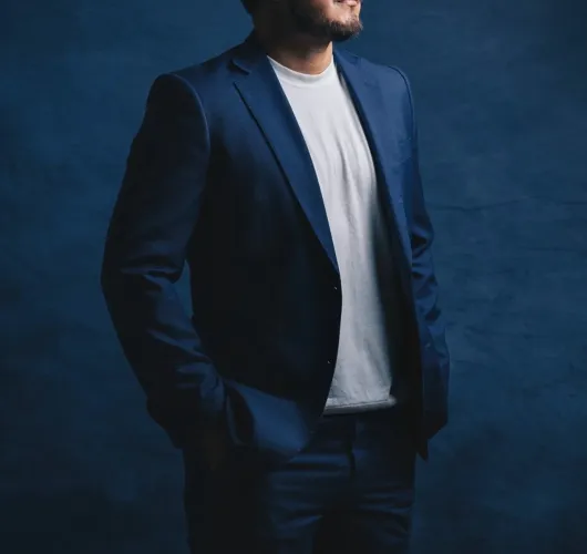Terno Via Veneto Azul Slim Fit - Blazer + Calça TAM 41