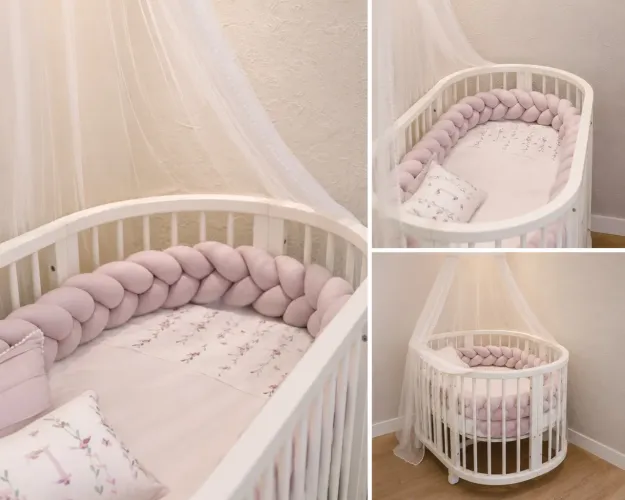 Berço Oval Branco Evolutivo Crescer 4x1 - Semi novo