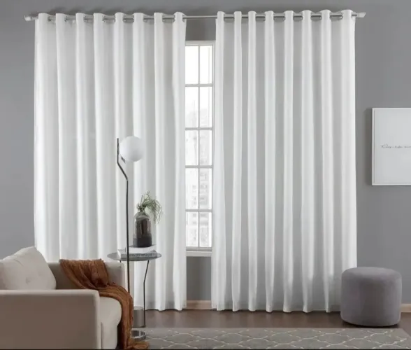Cortina tecido rústico premium para a sala/o quarto 4,00 x 2,50 cor branco
