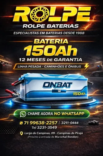Bateria p\Caminhão 150ah Onbat --\A Base de Troca
