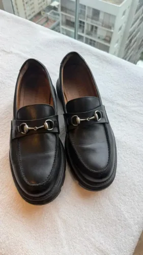 Sapato Social Loafer Majorano em Couro Legítimo Preto - Tamanho 42
