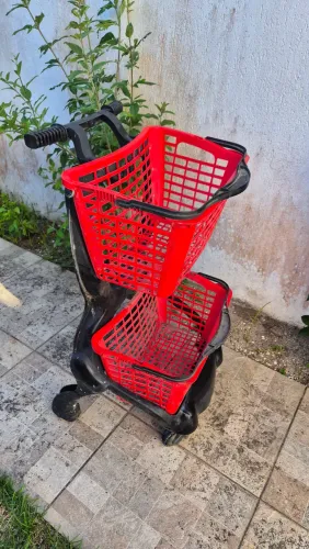 CARRINHO DE COMPRAS PLÁSTICO ECOFLEX DUPLO CESTO 25l PREMIUM