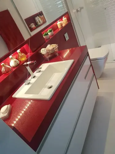 mármore e granito e pia escupida de porcelanato balcão de Pia