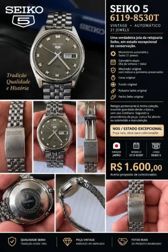 SEIKO 5  VINTAGE AUTOMÁTICO MODELO 6119 - 8530T
