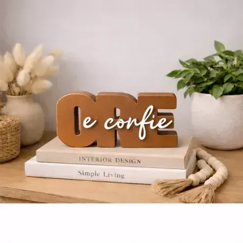 Letreiro Decorativa Ore E Confie Relevo Impressão 3D Decoração Religiosa Para Casa