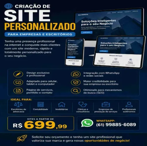 Criação de site para empresas e profissionais liberais