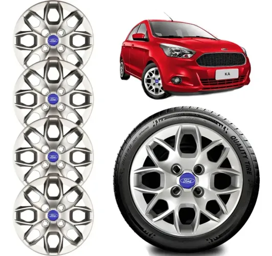 Jogo 4 Calotas Novo Ford Ka Aro 14 2017 18 2019 2020 Prata