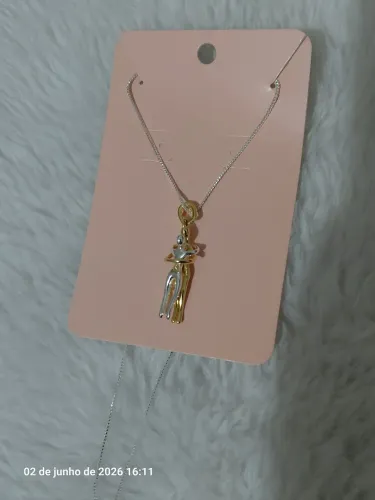 Colar disponível semi joia banhado a prata 925