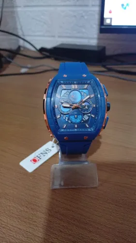 Relógio Masculino Exclusivo Design Moderno azul pronta entrega