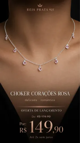 CHOKER corações rosa