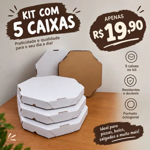 Kit 5 caixas de 35cm Oitavadas
