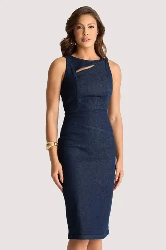 Vestido Midi moda colmeia