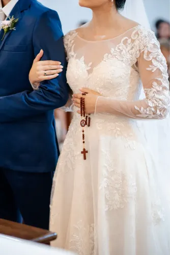 Vestido de Noiva Princesa com mangas