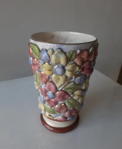 Vaso antigo em porcelana com pintura manual 23cm altura
