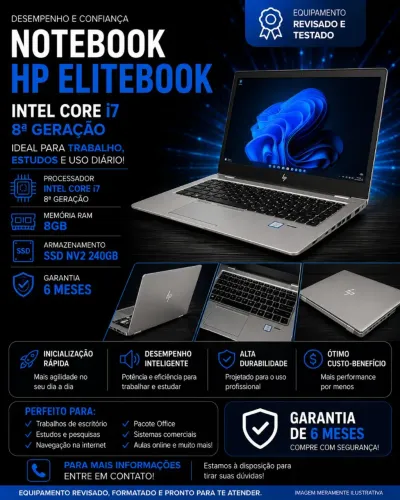 HP EliteBook i7 de 8 Geração