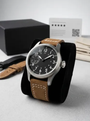 Relógio Masculino CORGEUT Aviador com Pulseira de Couro Marrom