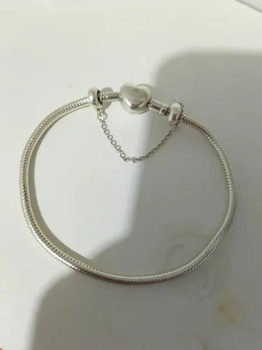 Pulseira de berloque Vivara em prata v925, fecho de coração