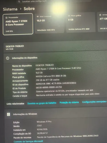 Pc gamer Ryzen 7 5700x