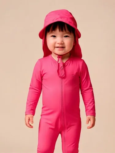 boné bebe infantil com proteção solar uv fpu50+ rosa com forro uvline