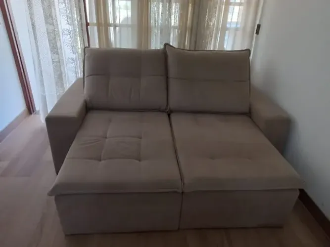 Sofá Retrátil Reclinável 3 Lugares Suede Caramelo
