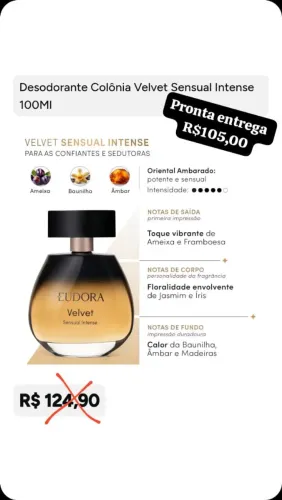 Colônia Velvet Sensual intense