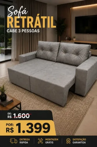Promoção de 1600 por 1.399 e 5x no cartão sem juros Sofá retrátil novo bem espaçoso 