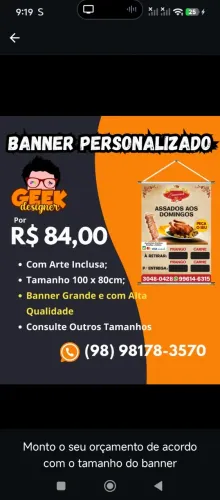 Cartões de visita, panfletos, tags e banner