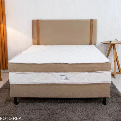 Cama Box Casal Premium Ortopédica D33 Nosso Sonho + Painel Cabeceira | Suporta até 250kg