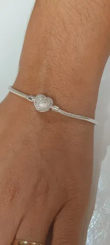 Pulseira Pandora Prata 925 com Fecho Coração, Nova