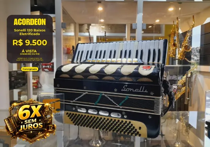 Acordeon 120 baixos Sonelli  - Eletrificada 