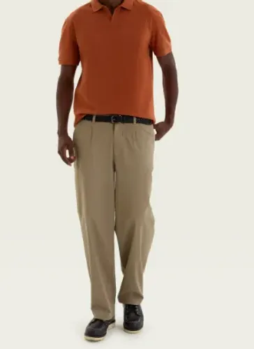 Calça Masculina Reta Em Sarja - Marrom
