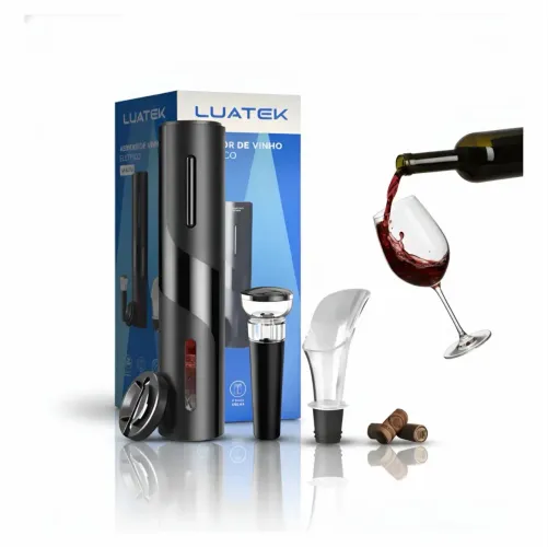 Abridor Vinho Elétrico Recarregável Luatek Portátil Luxo Usb