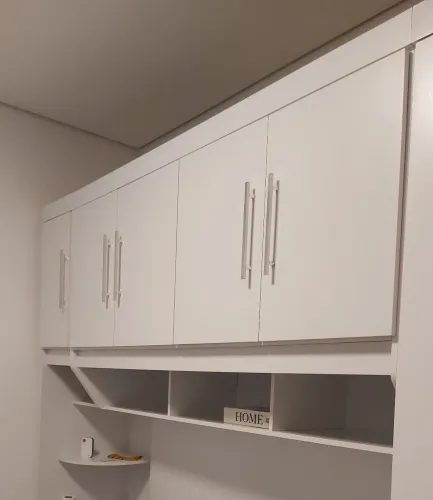 Armários Superiores Modulados 4 Portas em MDF Branco - Excelente Estado