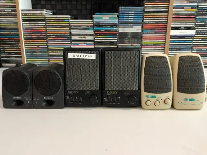 Lote 3 Pares Caixas De Som Vintage Antigas (Aiwa, Coby, Labtec) - Para Conserto