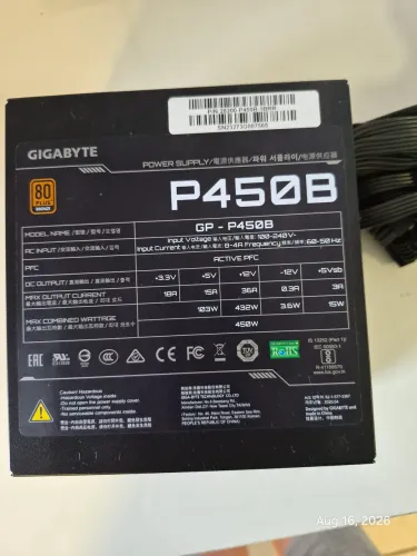 Fonte Giagbyte P450B 80 Plus Bronze Não modular