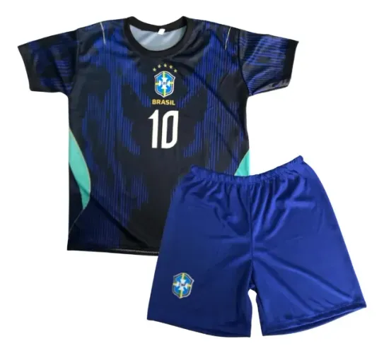 Conjunto Infantil Juvenil Brasil Azul e Amarelo Copa do Mundo 2026
