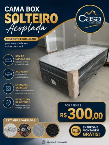 Cama box solteiro - frete grátis