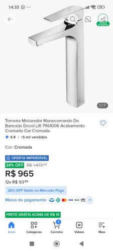 Torneira de bancada Docol