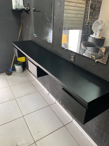 Bancada de barbeiro para vender 2 metros material pdf preto 