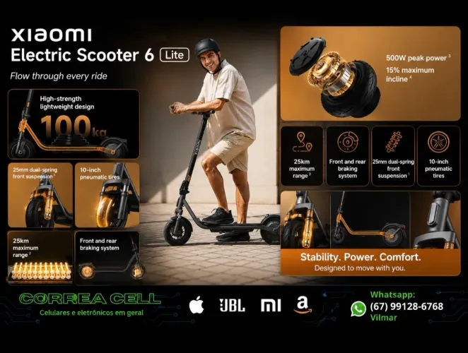 Patinete Scooter Xiaomi 6 lite lacrado na caixa com garantia