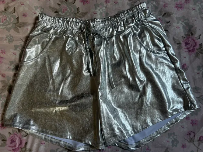 Short prata metalizado carnaval