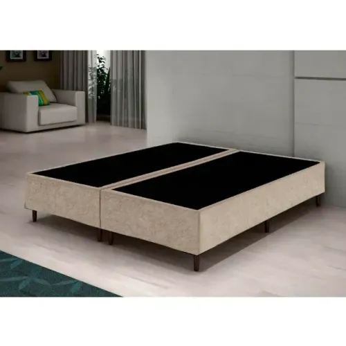 Cama Base Box Casal Suede Bege