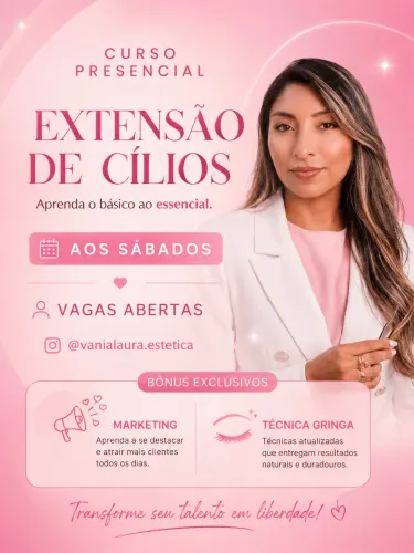 Curso de extensão de cílios e designer de sobrancelha
